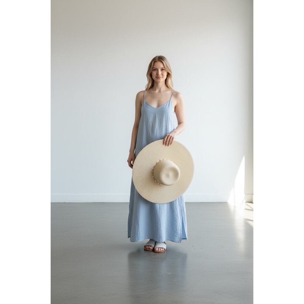 New I.N.C straw wide rim shell charm hat